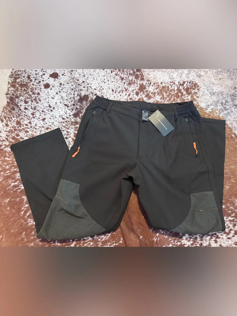 Men's Black Snowboarding Performance Pants with Reinforced Knees 36x30